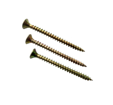 China Flat Countersunk Head Chipboard Wood Screws Yellow Zinc Plated Surface supplier